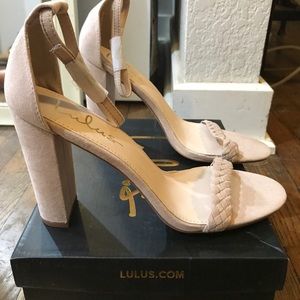 LuLu’s Braided Blush Suede Ankle Strap Heels (NBW)